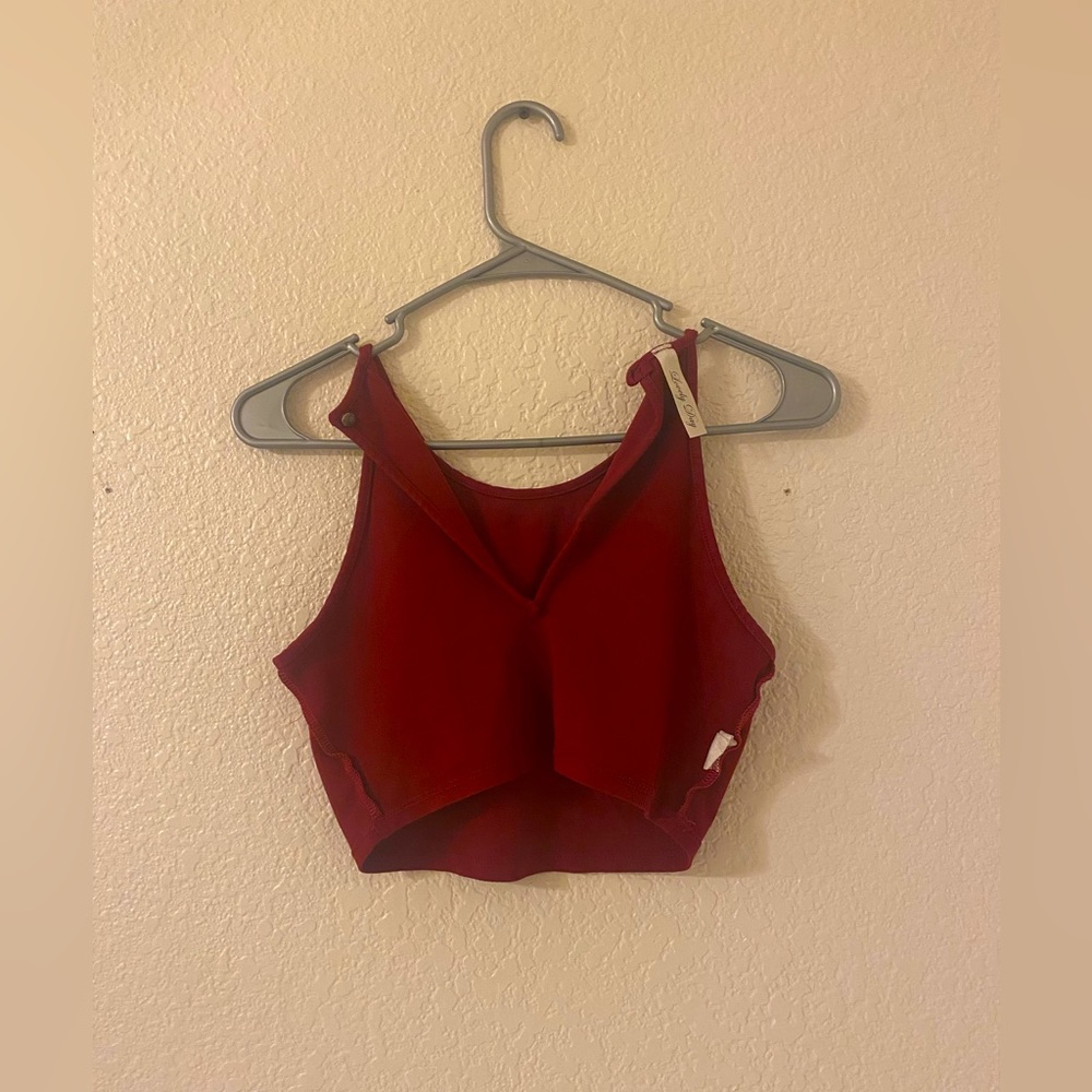 red crop top with button on the back! ❣️